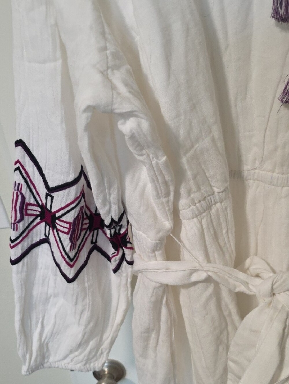 Lane Bryant White Midi Dress with Purple Embroidery - Picture 3 of 7